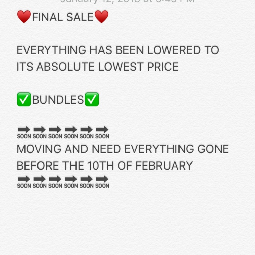 ❌EVERYTHING IS SOLD AS OF 2-8-18❌